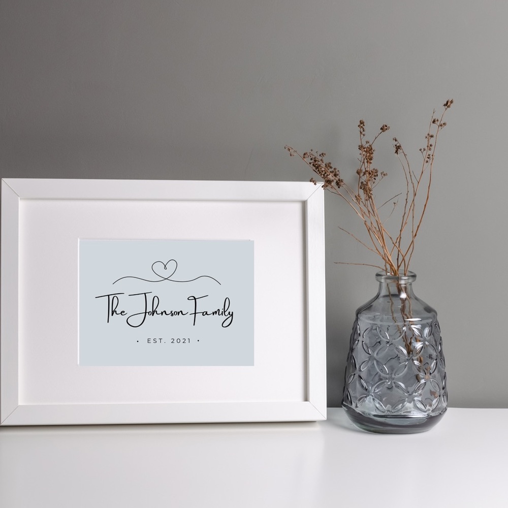 Personalized Family Name Sign, Last Name Sign, Established Sign - Light Denim